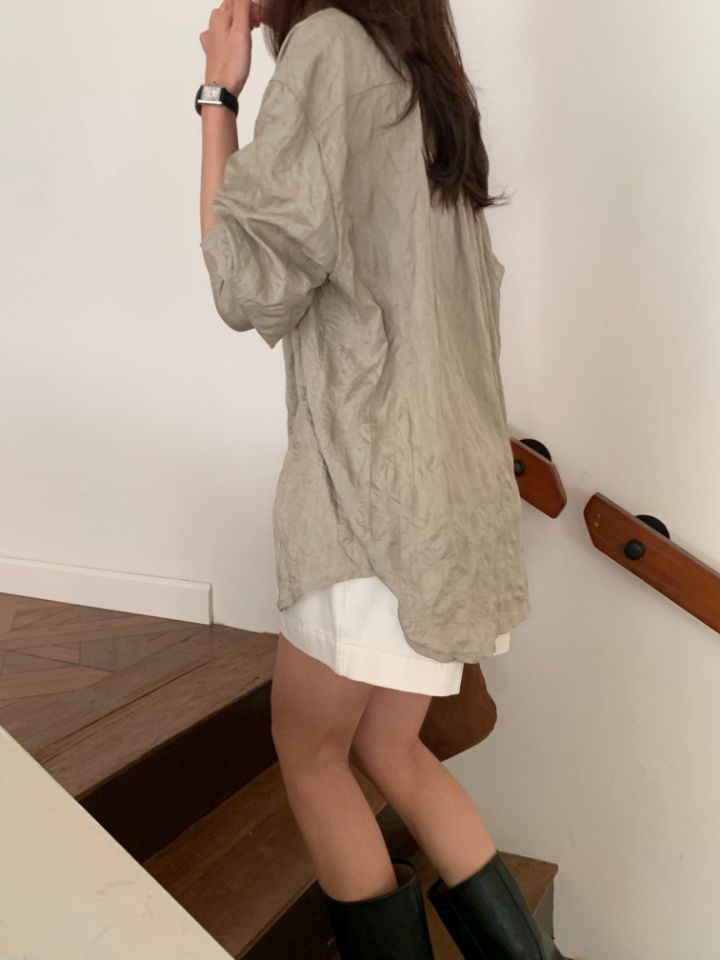 KOMOREBI東大門直郵女裝新品真品熱賣時尚襯衫蕾絲衫褶皺KOMOREBI襯衫/蕾絲衫