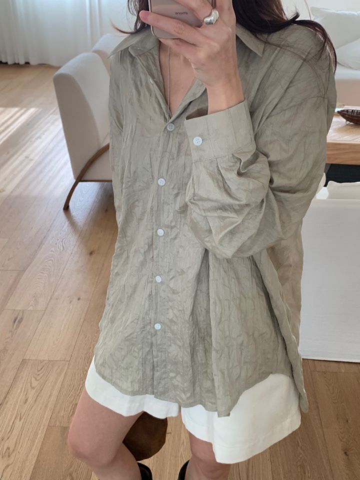 KOMOREBI東大門直郵女裝新品真品熱賣時尚襯衫蕾絲衫褶皺KOMOREBI襯衫/蕾絲衫