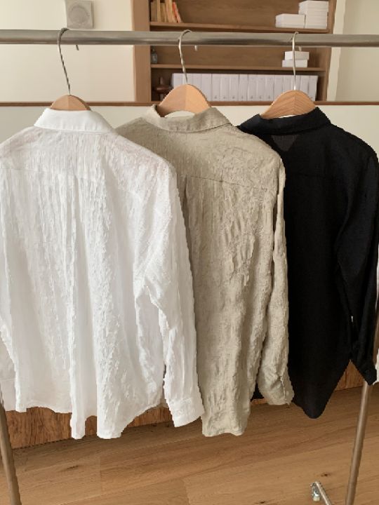 KOMOREBI東大門直郵女裝新品真品熱賣時尚襯衫蕾絲衫褶皺KOMOREBI襯衫/蕾絲衫