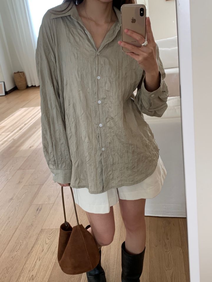 KOMOREBI東大門直郵女裝新品真品熱賣時尚襯衫蕾絲衫褶皺KOMOREBI襯衫/蕾絲衫