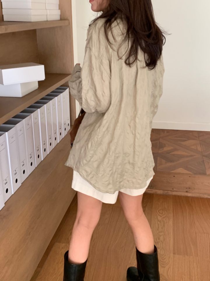 KOMOREBI東大門直郵女裝新品真品熱賣時尚襯衫蕾絲衫褶皺KOMOREBI襯衫/蕾絲衫