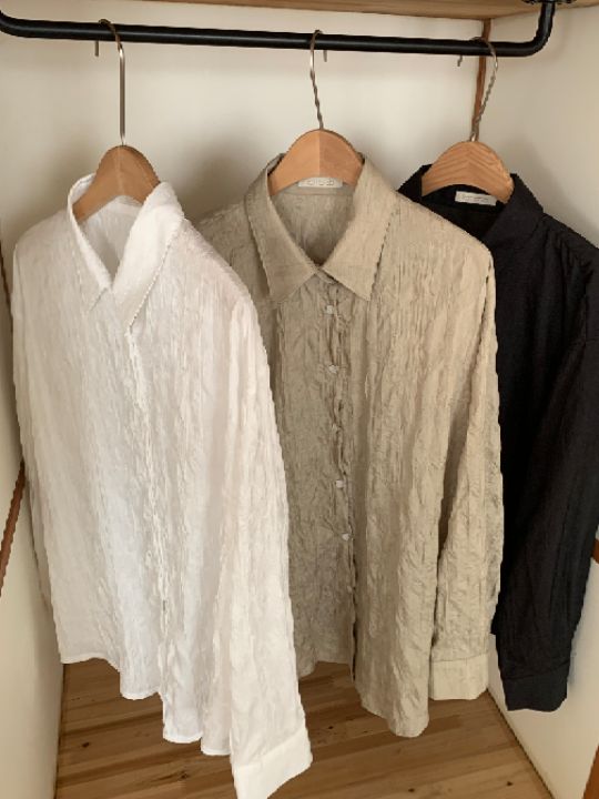 KOMOREBI東大門直郵女裝新品真品熱賣時尚襯衫蕾絲衫褶皺KOMOREBI襯衫/蕾絲衫圖色1左一色