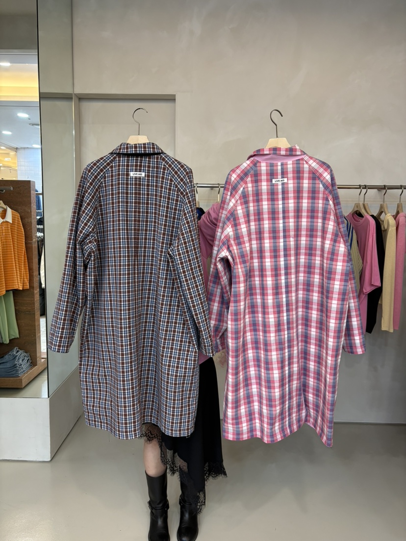 LIVE AID-P韓國直郵女士新款熱賣休閑時尚長款風衣兩面穿LIVE AID-P長款風衣