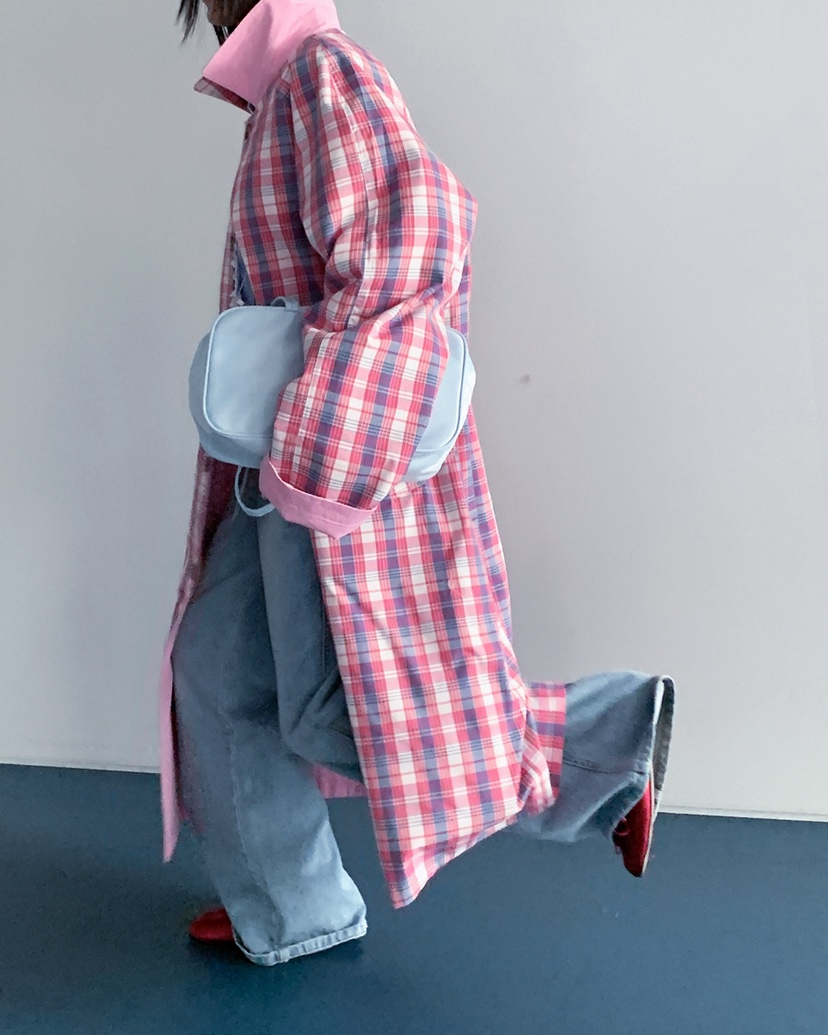 LIVE AID-P韓國直郵女士新款熱賣休閑時尚長款風衣兩面穿LIVE AID-P長款風衣