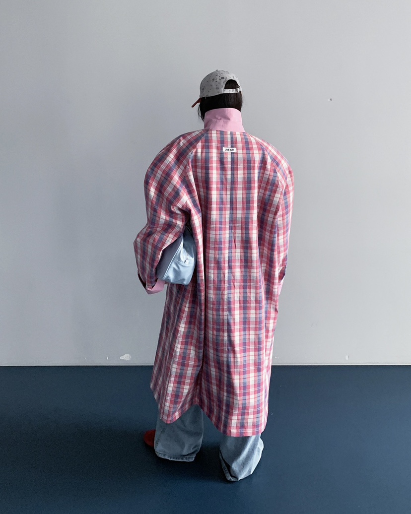 LIVE AID-P韓國直郵女士新款熱賣休閑時尚長款風衣兩面穿LIVE AID-P長款風衣