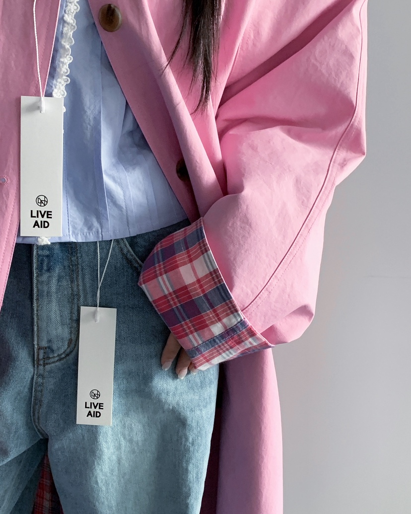 LIVE AID-P韓國直郵女士新款熱賣休閑時尚長款風衣兩面穿LIVE AID-P長款風衣