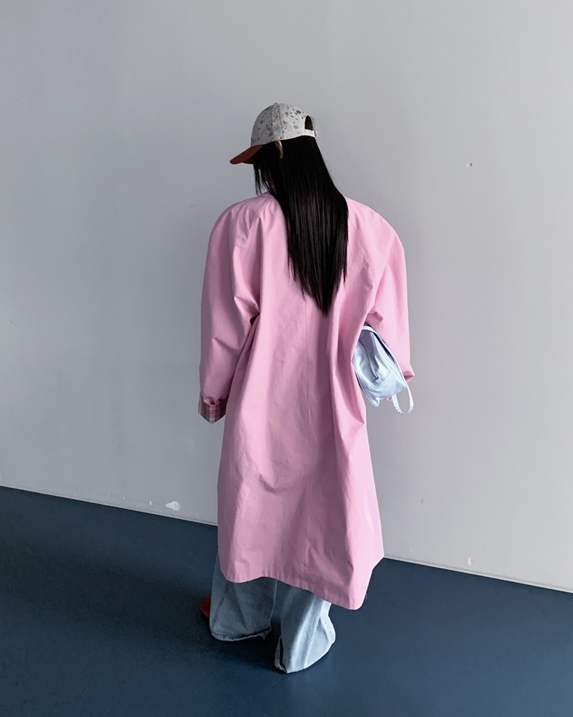 LIVE AID-P韓國直郵女士新款熱賣休閑時尚長款風衣兩面穿LIVE AID-P長款風衣