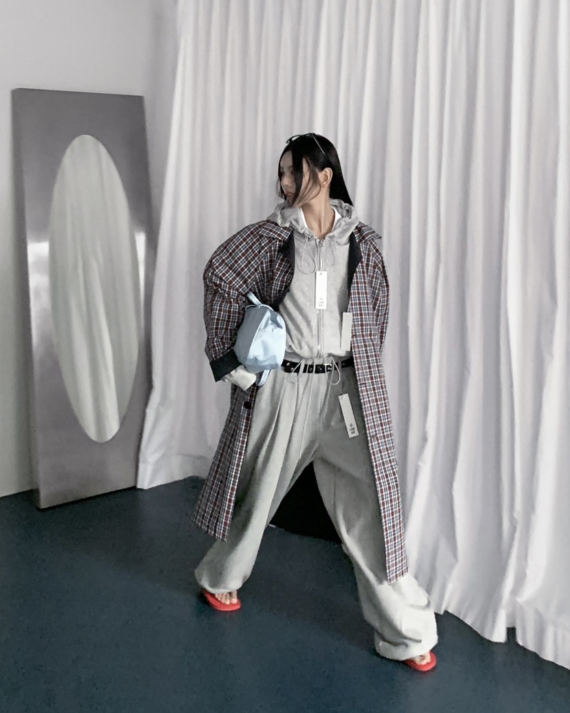 LIVE AID-P韓國直郵女士新款熱賣休閑時尚長款風衣兩面穿LIVE AID-P長款風衣