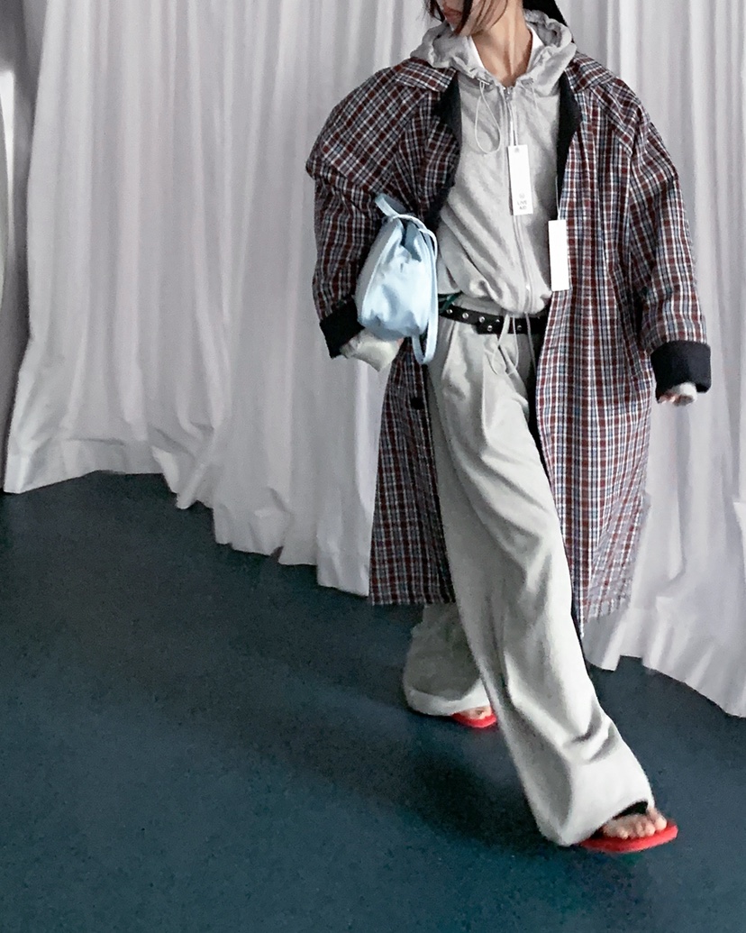 LIVE AID-P韓國直郵女士新款熱賣休閑時尚長款風衣兩面穿LIVE AID-P長款風衣