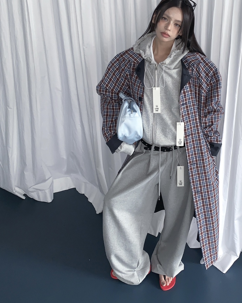 LIVE AID-P韓國直郵女士新款熱賣休閑時尚長款風衣兩面穿LIVE AID-P長款風衣