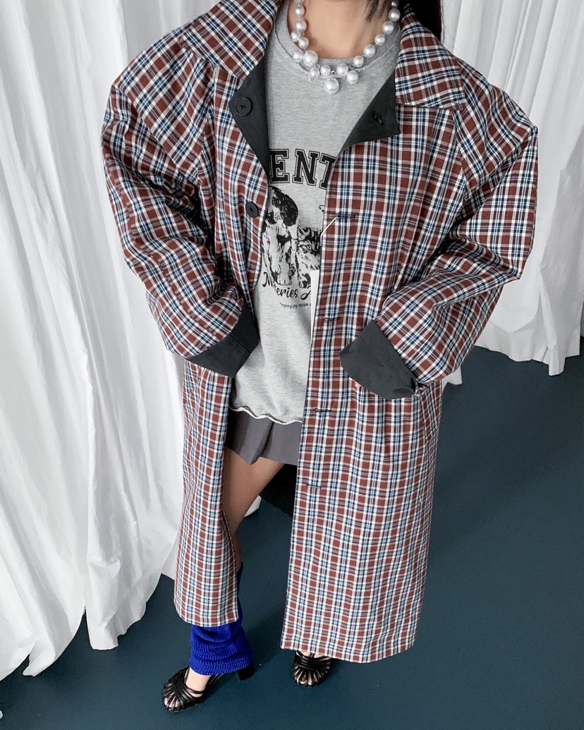 LIVE AID-P韓國直郵女士新款熱賣休閑時尚長款風衣兩面穿LIVE AID-P長款風衣