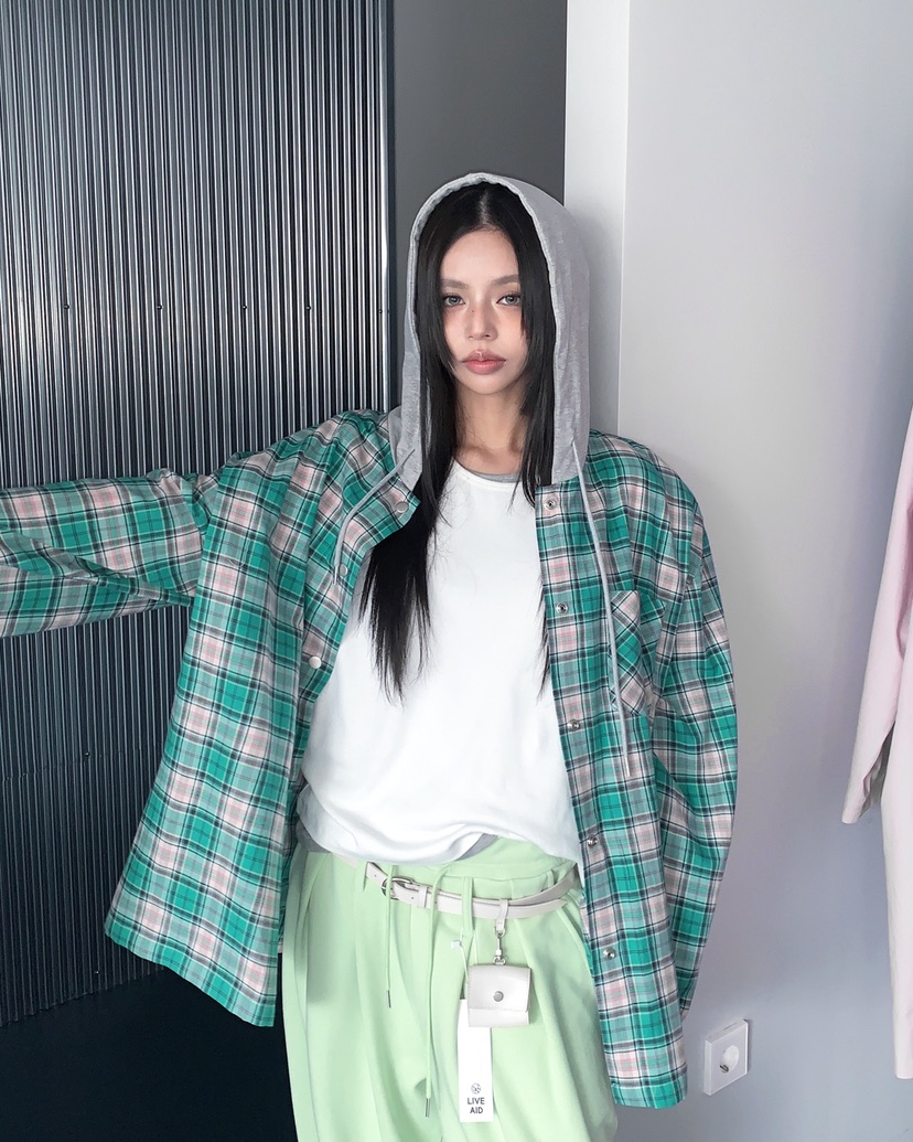 LIVE AID-P韓國直郵女士新款真品推薦襯衫蕾絲衫連帽衫LIVE AID-P襯衫/蕾絲衫