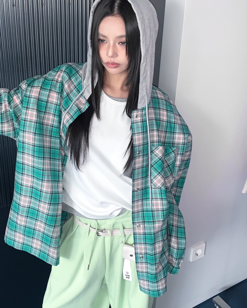 LIVE AID-P韓國直郵女士新款真品推薦襯衫蕾絲衫連帽衫LIVE AID-P襯衫/蕾絲衫