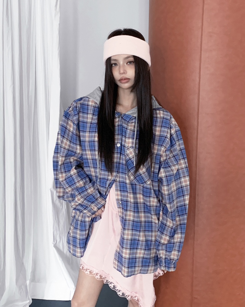 LIVE AID-P韓國直郵女士新款真品推薦襯衫蕾絲衫連帽衫LIVE AID-P襯衫/蕾絲衫