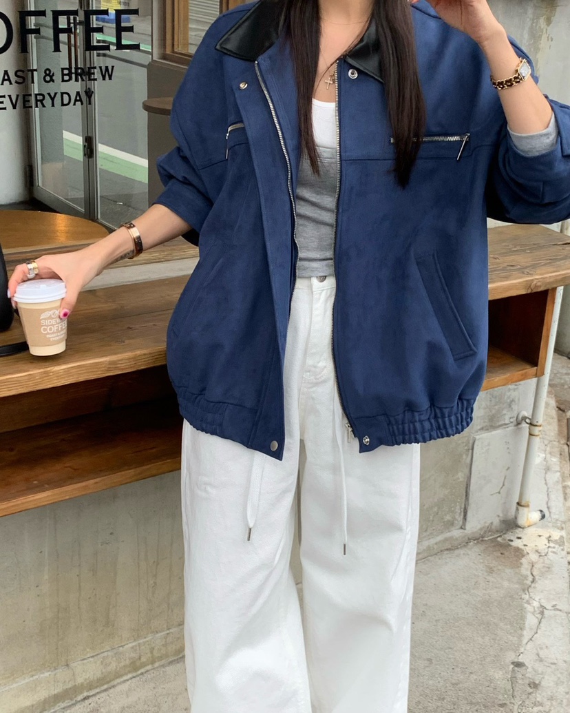 REVE CITE-L韓國直郵女士新品人氣時尚職業休閑夾克皮革絨REVE CITE-L夾克圖色2