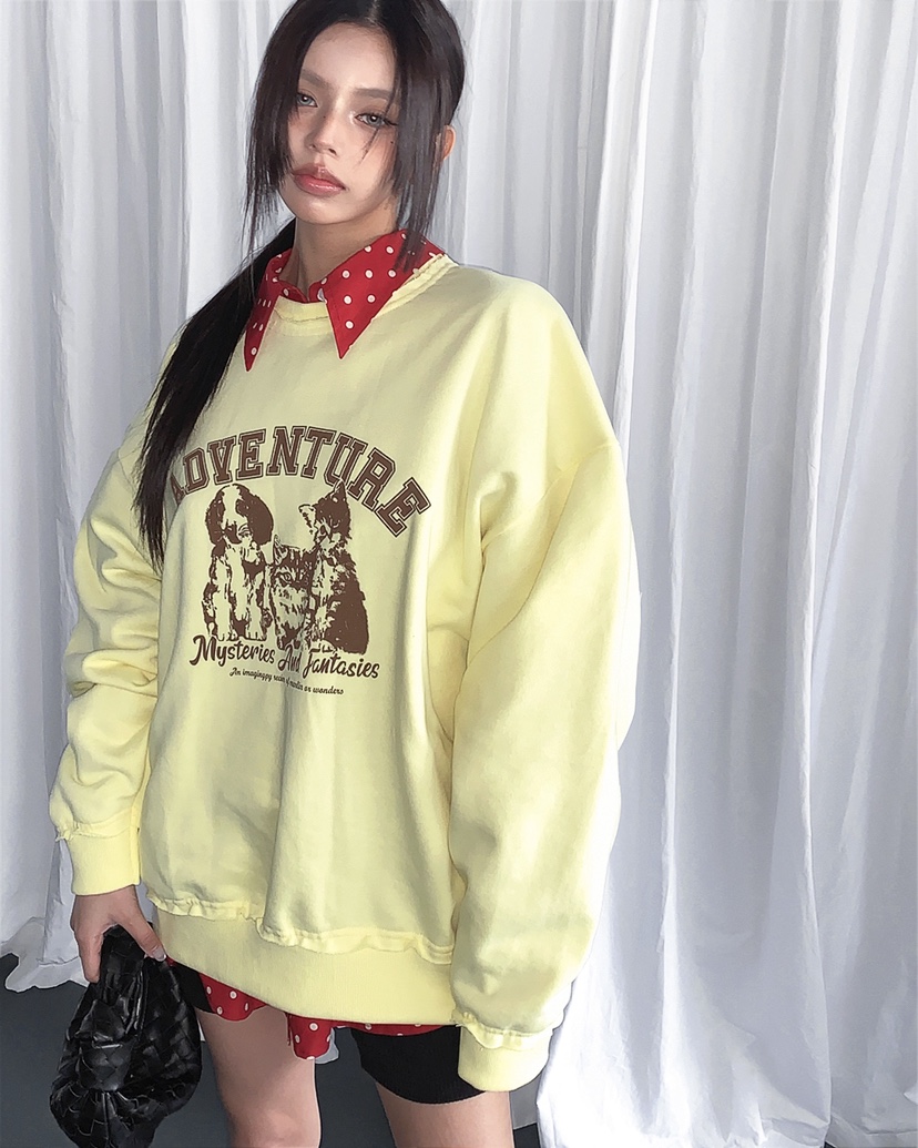 LIVE AID-P韓國代購女士新款推薦熱賣26春夏職業休閑衛衣LIVE AID-P衛衣