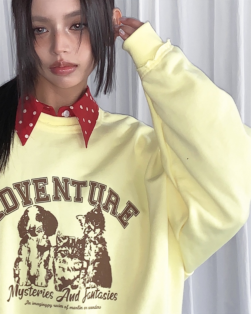 LIVE AID-P韓國代購女士新款推薦熱賣26春夏職業休閑衛衣LIVE AID-P衛衣