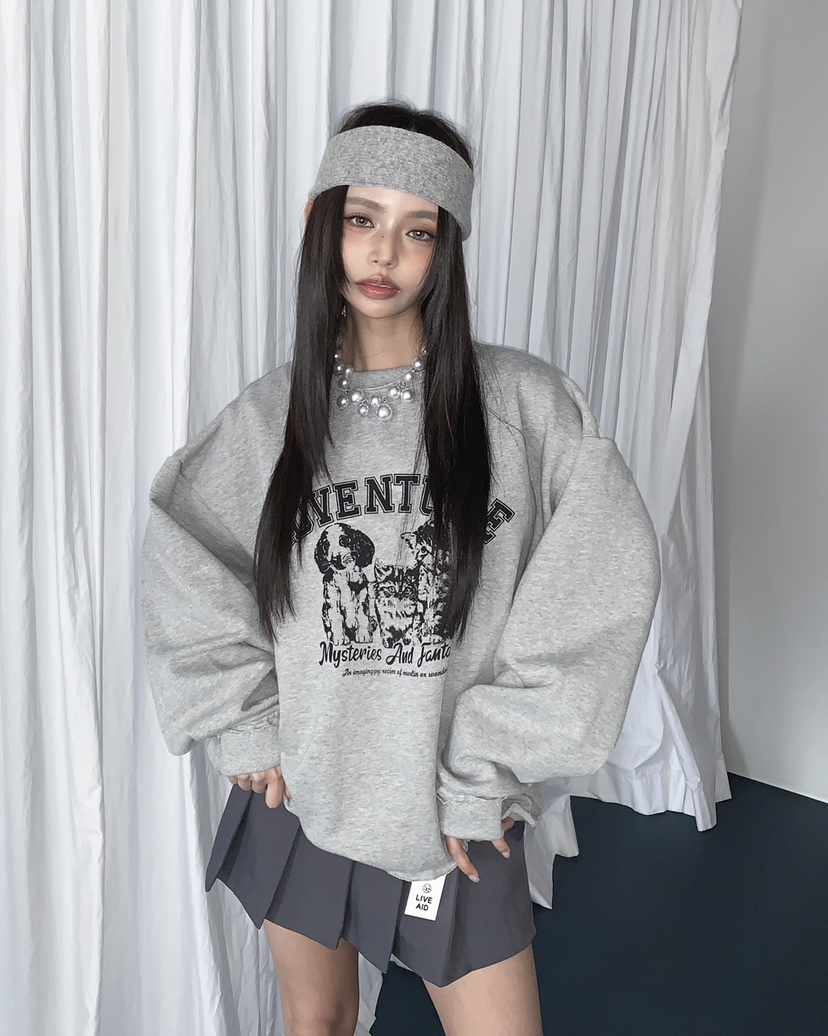 LIVE AID-P韓國代購女士新款推薦熱賣26春夏職業休閑衛衣LIVE AID-P衛衣