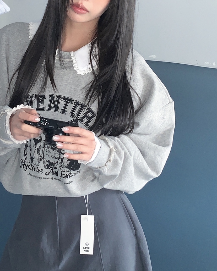 LIVE AID-P韓國代購女士新款推薦熱賣26春夏職業休閑衛衣LIVE AID-P衛衣