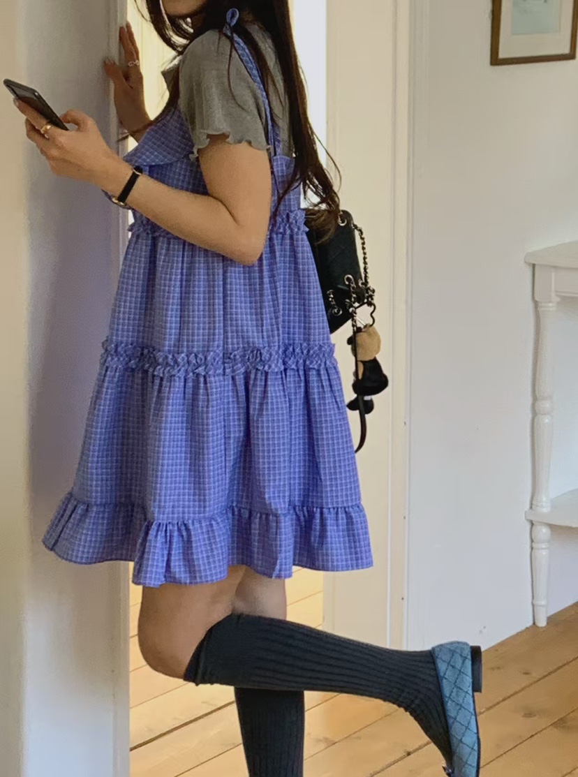 LA CREME韓國代購女士新品真品26春夏時尚熱賣連衣裙褶皺LA CREME連衣裙