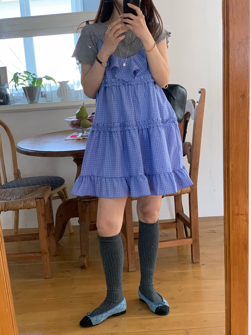 LA CREME韓國代購女士新品真品26春夏時尚熱賣連衣裙褶皺LA CREME連衣裙