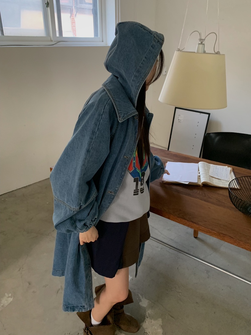 CAMEL-P東大門代購女裝新款26春夏長款風衣連帽衫Came_l 家長款風衣