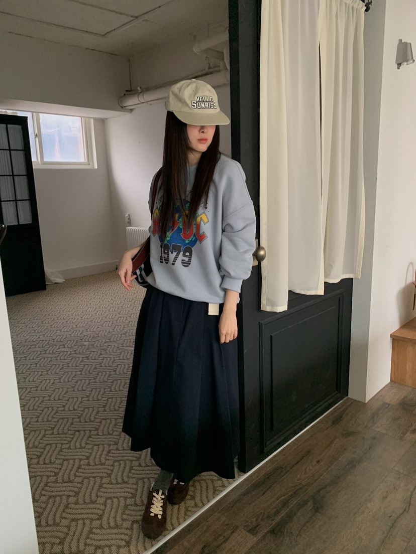 CAMEL-P韓國代購女裝新品時尚半身裙中短裙腰帶褶裥Came_l 家半身裙/中短裙