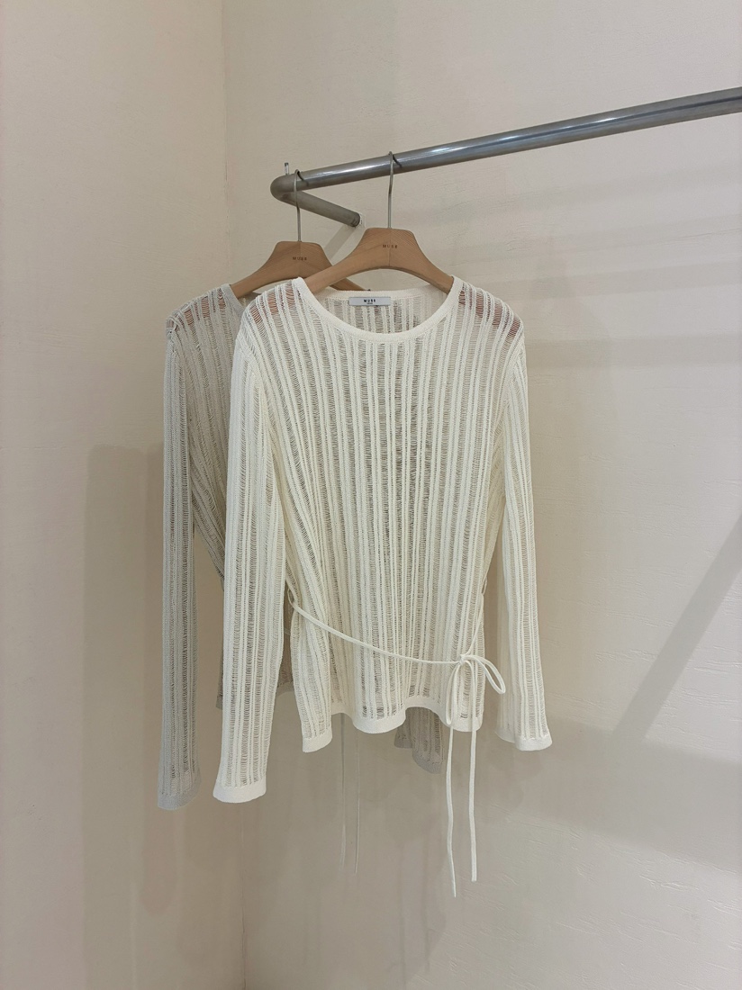 MUSE-P韓國直郵女士新款推薦時尚熱賣職業針織衫含腰繩腰帶MUSE-P針織衫