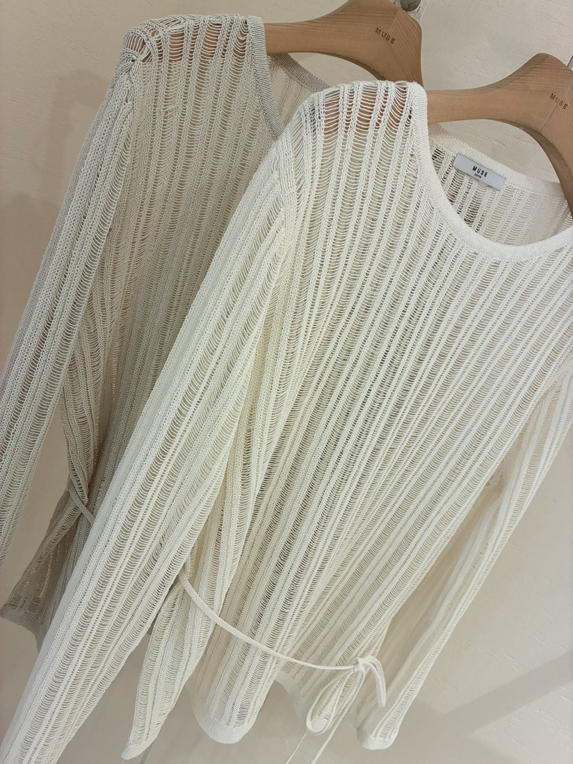 MUSE-P韓國直郵女士新款推薦時尚熱賣職業針織衫含腰繩腰帶MUSE-P針織衫