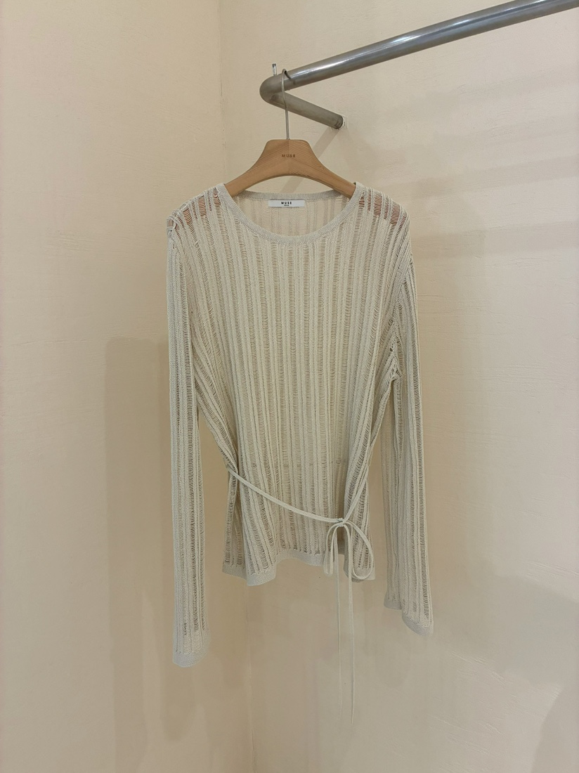 MUSE-P韓國直郵女士新款推薦時尚熱賣職業針織衫含腰繩腰帶MUSE-P針織衫圖色1