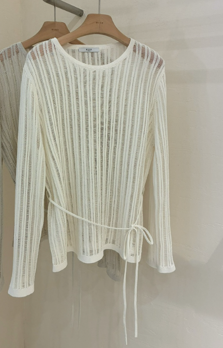 MUSE-P韓國直郵女士新款推薦時尚熱賣職業針織衫含腰繩腰帶MUSE-P針織衫圖色2