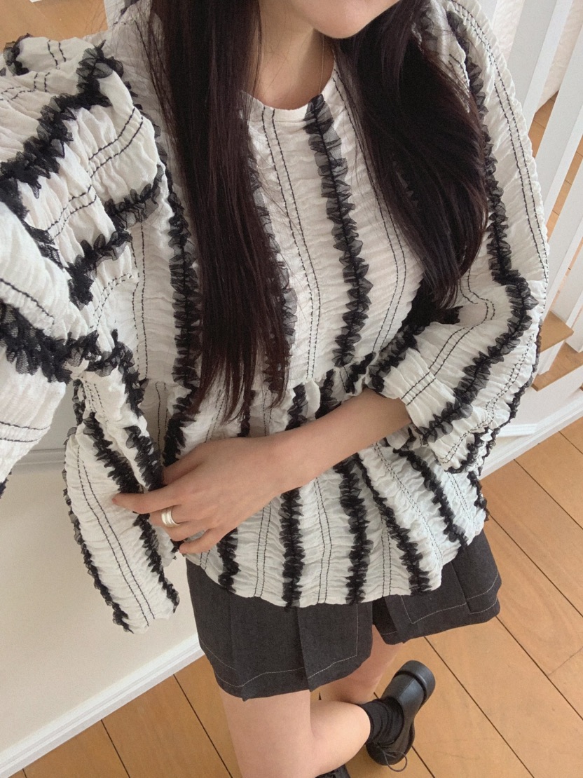 MOSMOS韓國東大門代購女士新款26春夏職業熱賣襯衫蕾絲衫MOSMOS襯衫/蕾絲衫