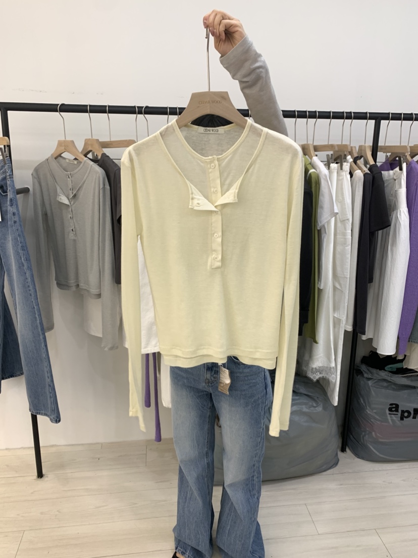 CEDARWOOD韓國直郵女士新品職業休閑人氣26春夏熱賣長袖T恤CEDAR WOOD長袖T恤圖色1