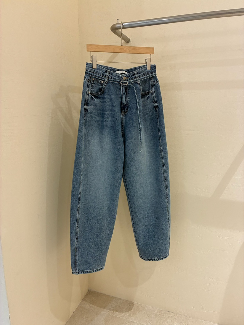 MUSE-P韓國直郵女裝新款職業熱賣休閑人氣牛仔褲含腰帶系帶MUSE-P牛仔褲