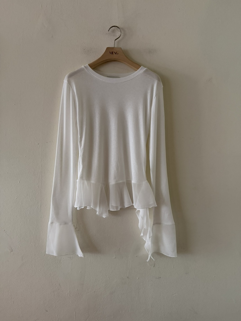 MENG韓國直郵實拍女裝新品推薦人氣職業26春夏長袖T恤雪紡MENG長袖T恤圖色2