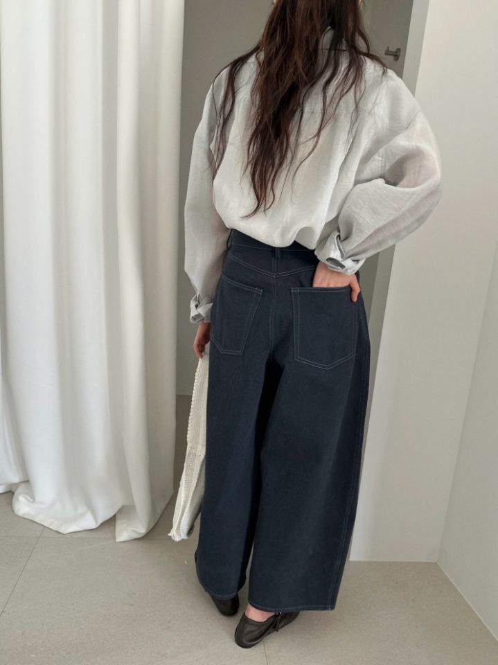 MARE韓國代購女士新款推薦休閑熱賣26春夏職業牛仔褲褶裥MARE牛仔褲