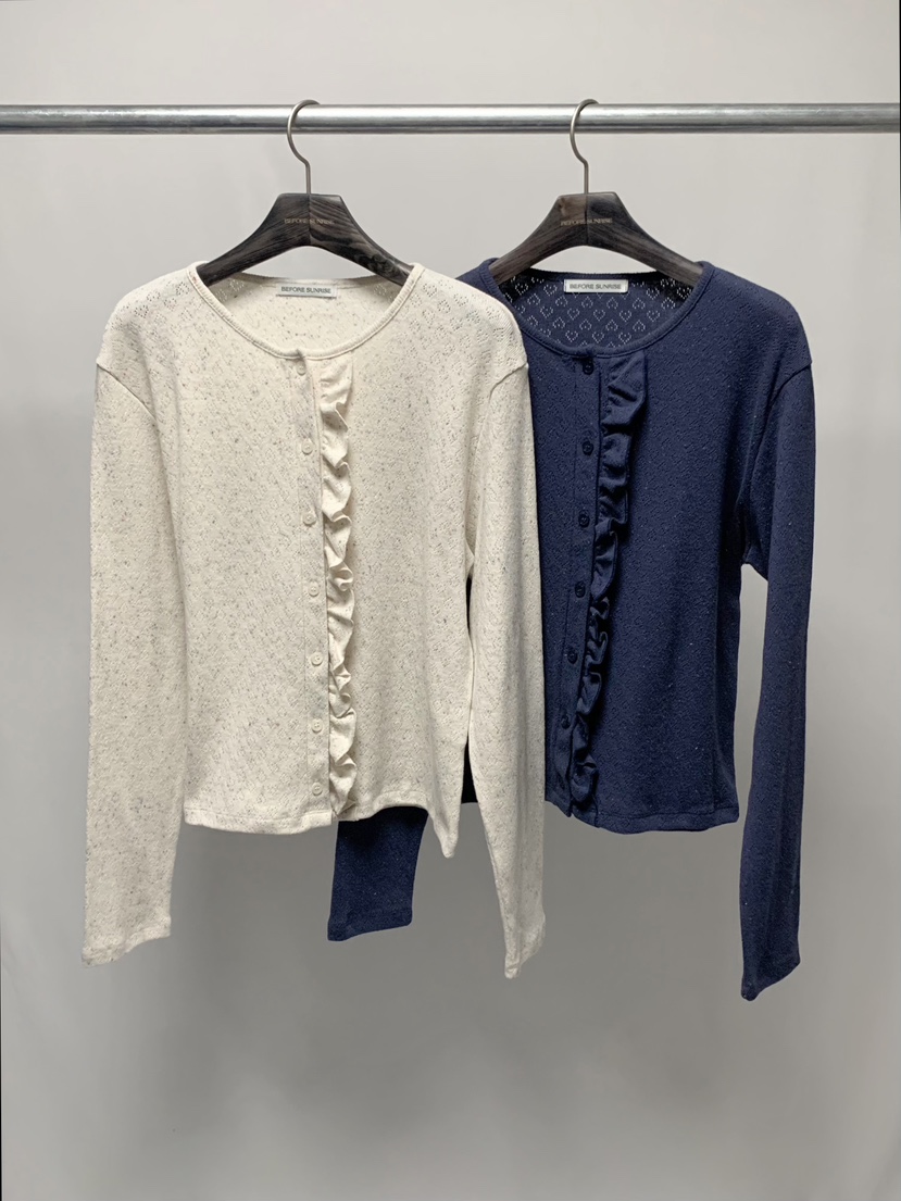 BEFORE SUNRISE韓國東大門直郵女士新品人氣針織衫華夫格褶皺BEFORE SUNRISE針織衫