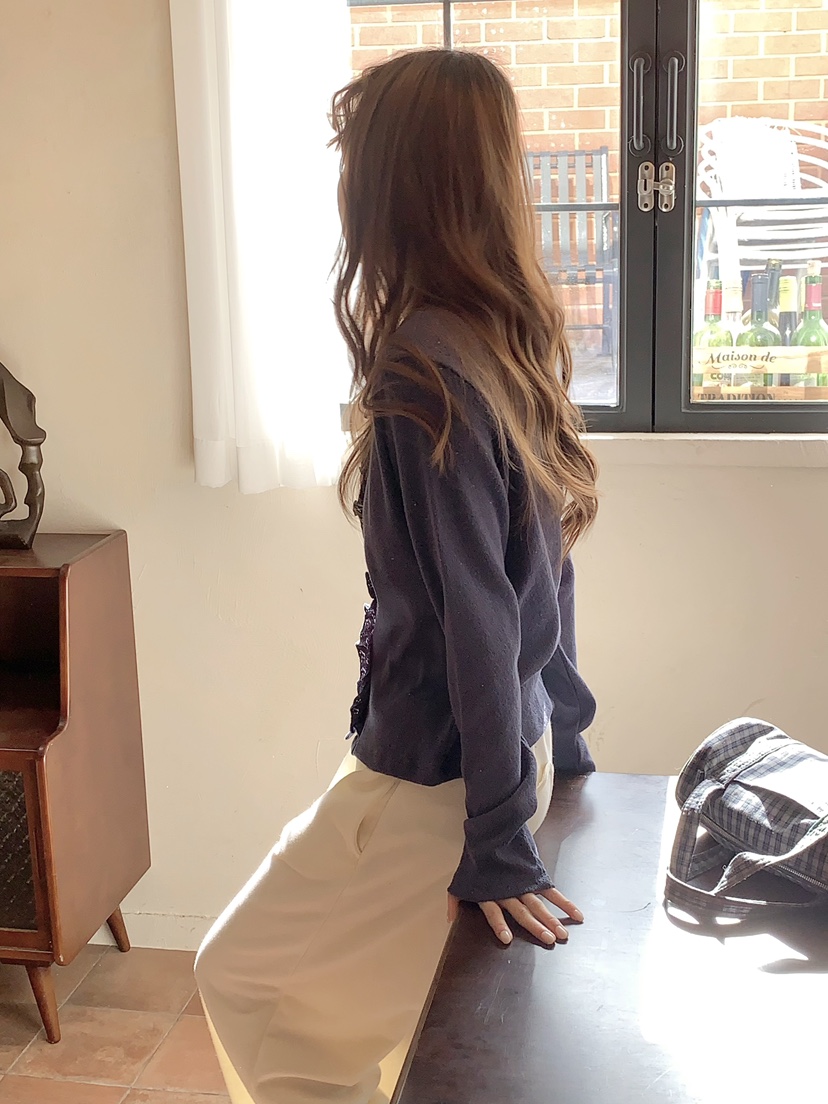 BEFORE SUNRISE韓國東大門直郵女士新品人氣針織衫華夫格褶皺BEFORE SUNRISE針織衫