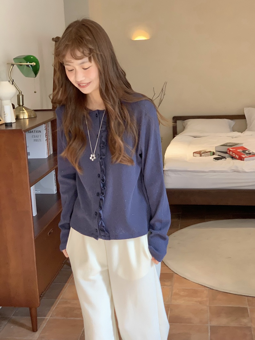 BEFORE SUNRISE韓國東大門直郵女士新品人氣針織衫華夫格褶皺BEFORE SUNRISE針織衫