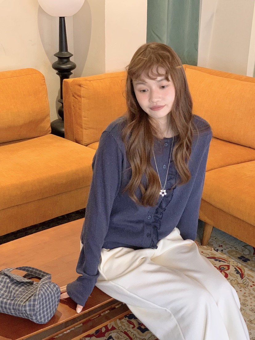 BEFORE SUNRISE韓國東大門直郵女士新品人氣針織衫華夫格褶皺BEFORE SUNRISE針織衫