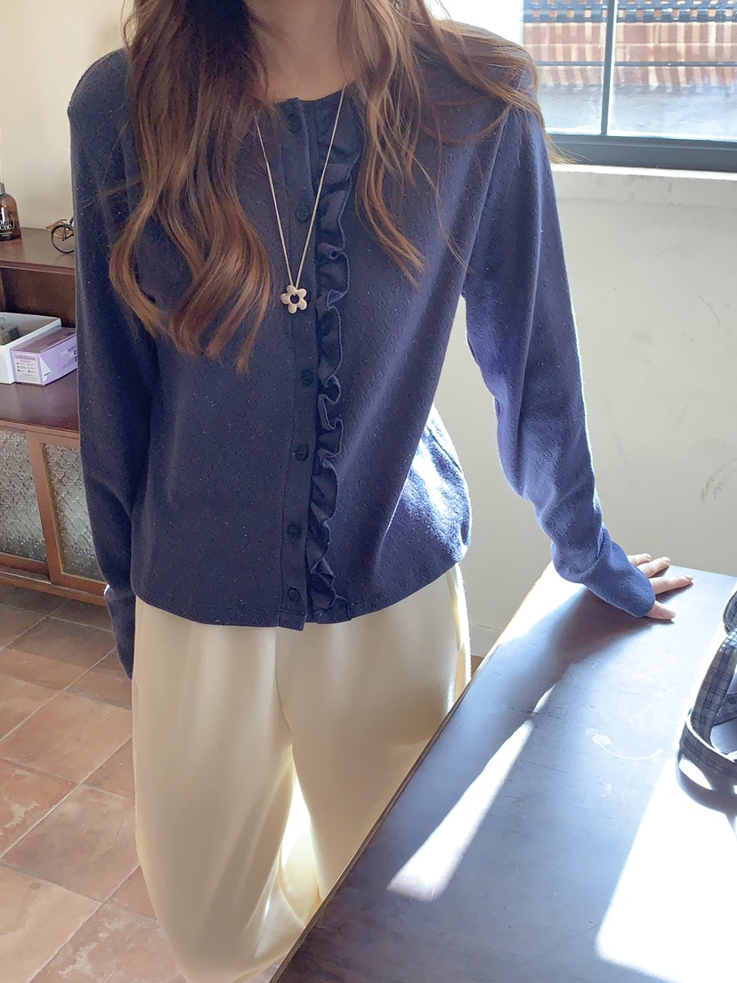 BEFORE SUNRISE韓國東大門直郵女士新品人氣針織衫華夫格褶皺BEFORE SUNRISE針織衫