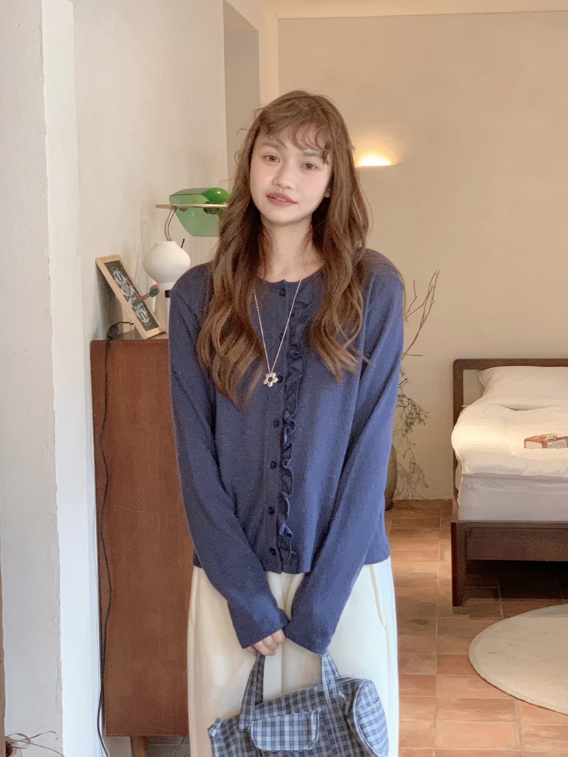 BEFORE SUNRISE韓國東大門直郵女士新品人氣針織衫華夫格褶皺BEFORE SUNRISE針織衫