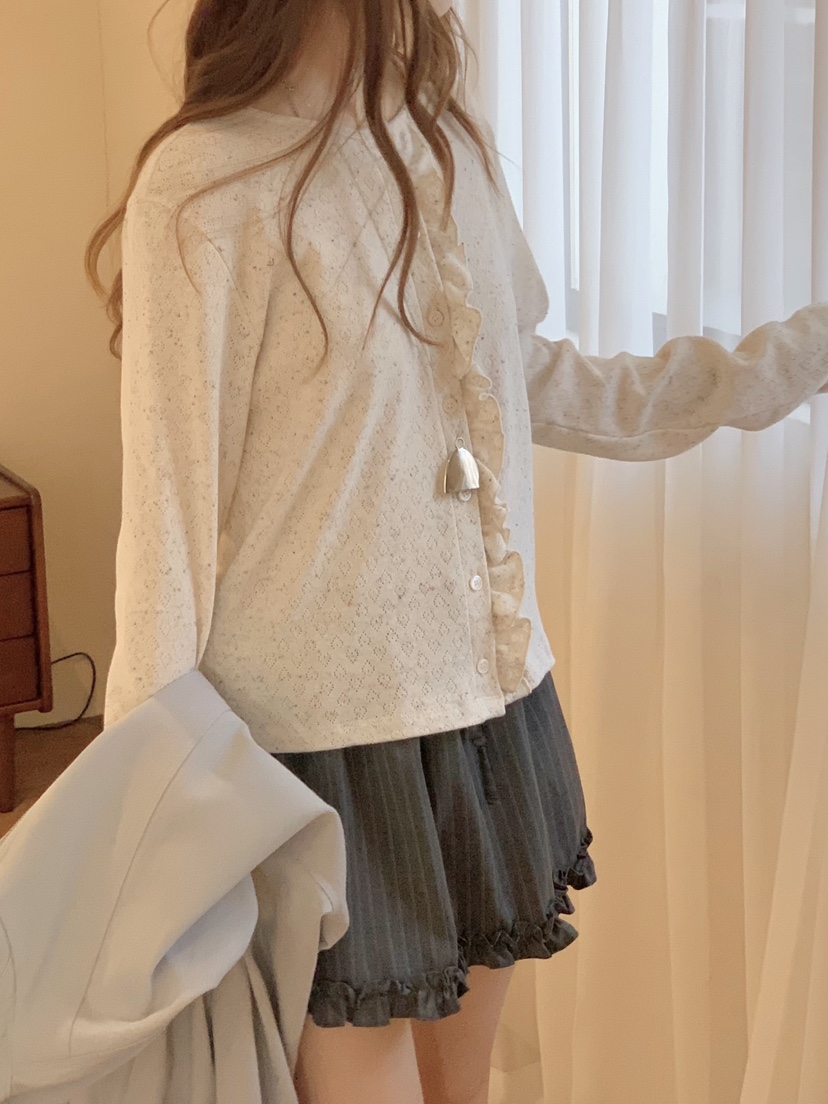 BEFORE SUNRISE韓國東大門直郵女士新品人氣針織衫華夫格褶皺BEFORE SUNRISE針織衫