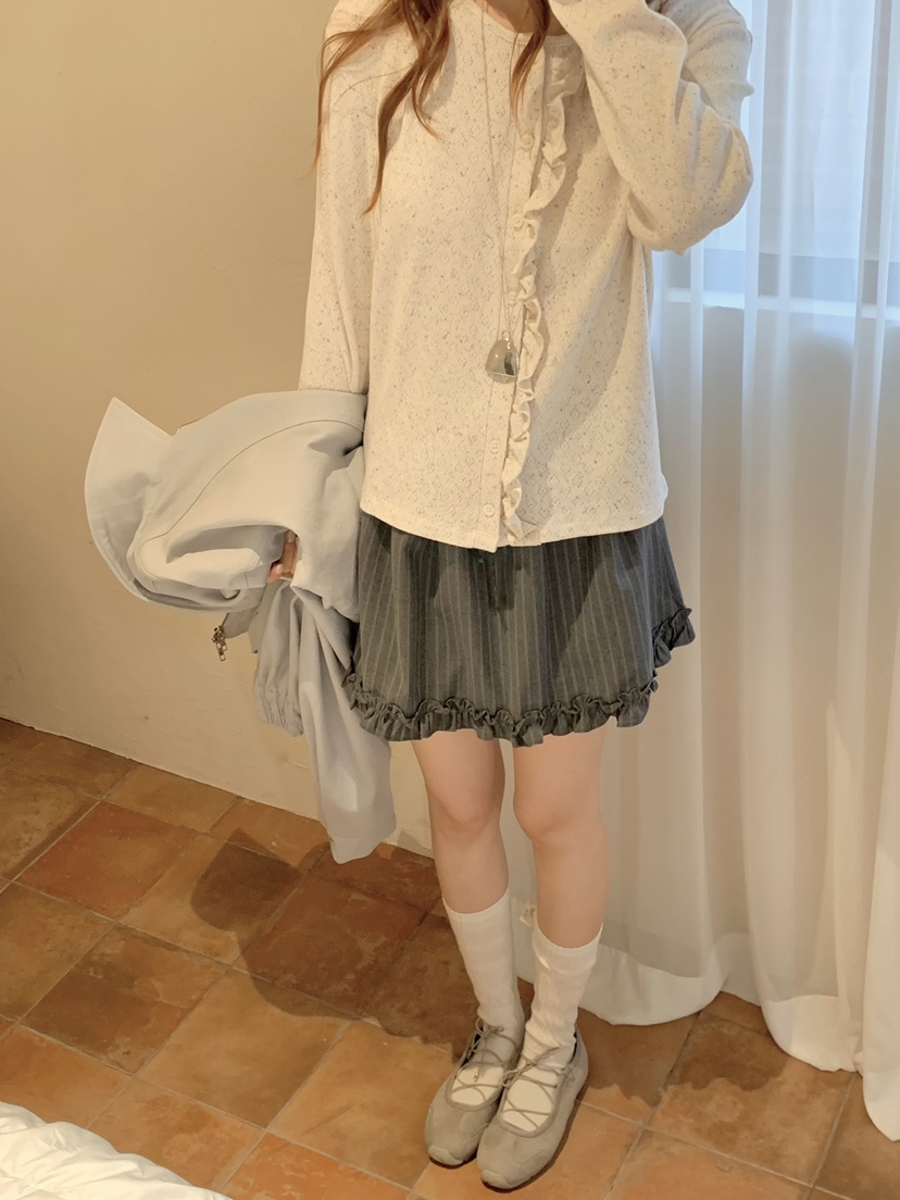 BEFORE SUNRISE韓國東大門直郵女士新品人氣針織衫華夫格褶皺BEFORE SUNRISE針織衫