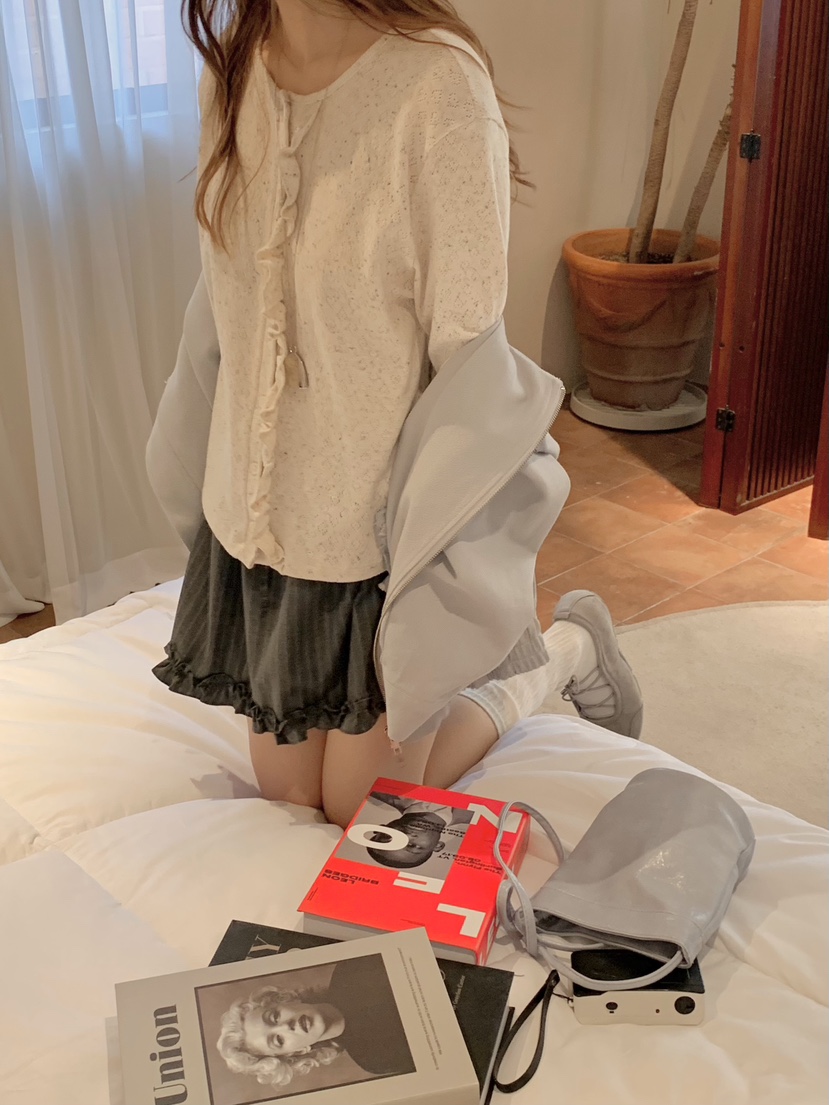 BEFORE SUNRISE韓國東大門直郵女士新品人氣針織衫華夫格褶皺BEFORE SUNRISE針織衫