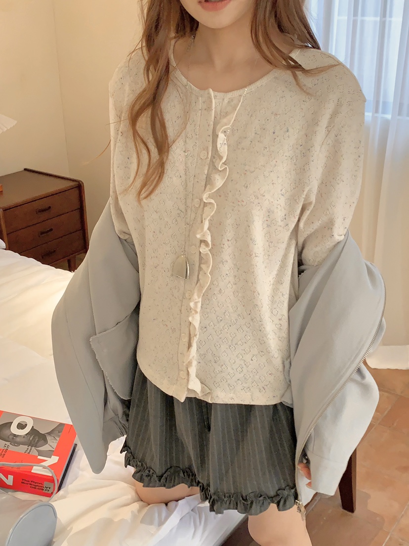 BEFORE SUNRISE韓國東大門直郵女士新品人氣針織衫華夫格褶皺BEFORE SUNRISE針織衫