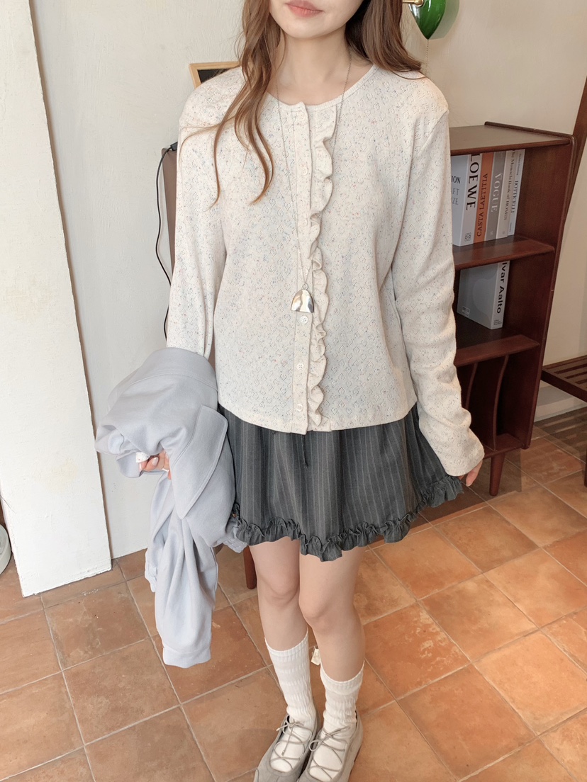 BEFORE SUNRISE韓國東大門直郵女士新品人氣針織衫華夫格褶皺BEFORE SUNRISE針織衫