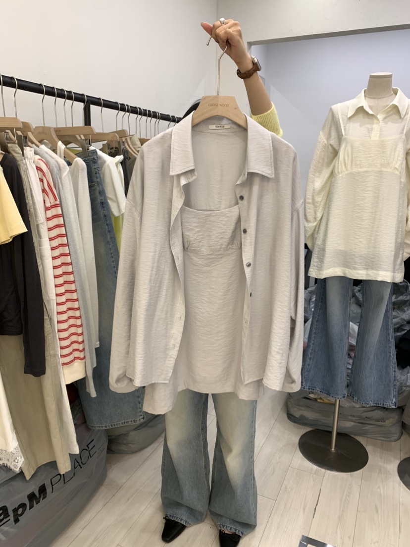 CEDARWOOD韓國直郵實拍女士新品時尚職業襯衫蕾絲衫不含吊帶CEDAR WOOD襯衫/蕾絲衫圖色2