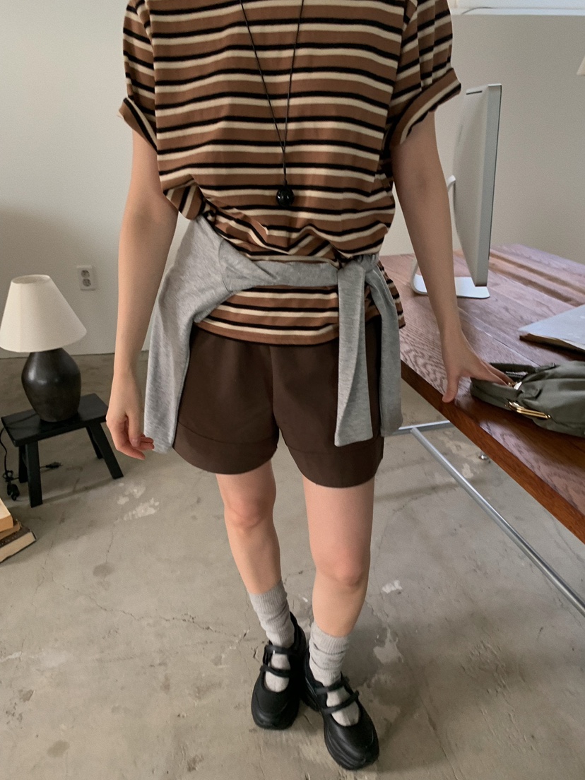 CAMEL-P韓國直郵實拍女士新款休閑短褲雙排扣棉質Came_l 家短褲