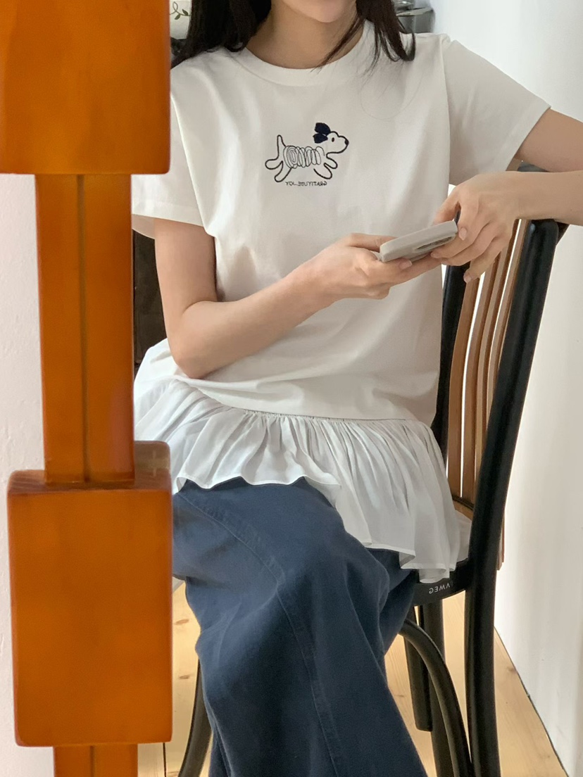 BINUS韓國東大門直郵女裝新品26春夏人氣職業推薦T恤狗狗BINUST恤